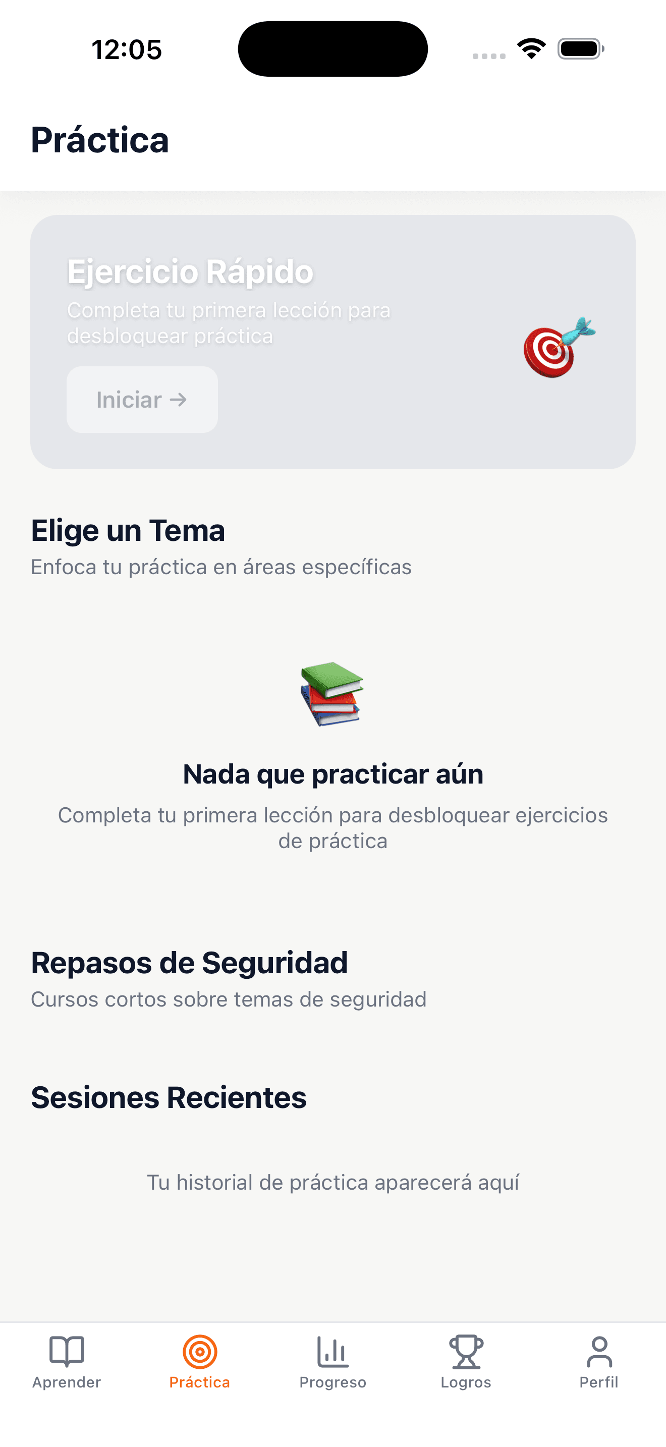 Pestaña de práctica en español con ejercicios de montacargas